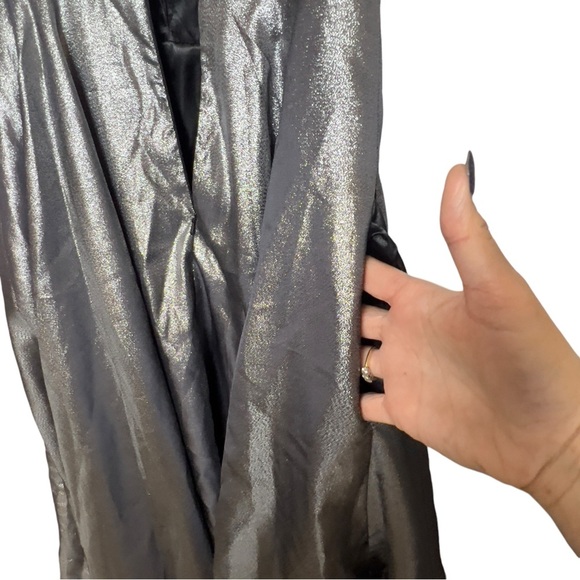 Witness Of Love Gun Metal Metallic Shimmer Prom Formal Cocktail Fairy Goth Gown - Picture 7 of 13